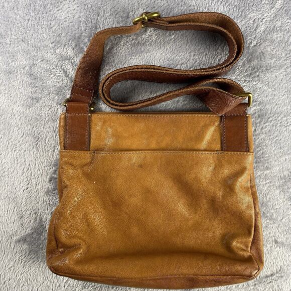 Vintage Fossil Caramel Brown Pebble Leather Cross Body Shoulder Bag Purse - Picture 3 of 8